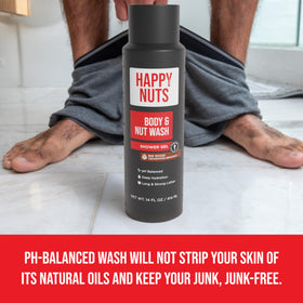 HAPPY NUTS creamy lather close-up demonstrating moisturizing foam