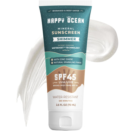 Happy Ocean front packaging showing tube and SPF benefit