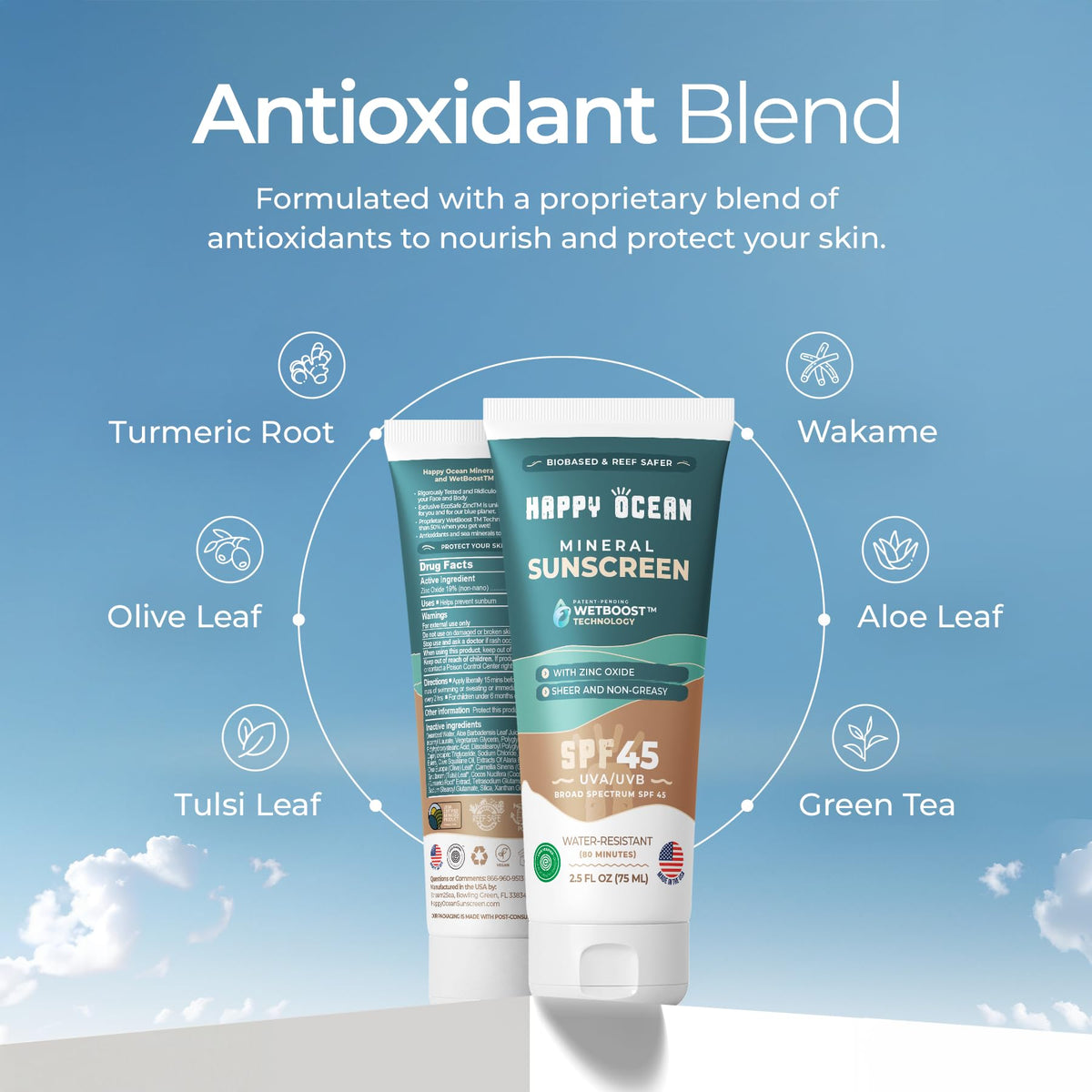 Happy Ocean open cap with lotion dispensed highlighting smooth application and control