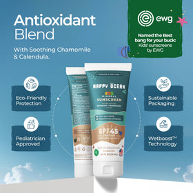 Happy Ocean sunscreen texture close-up showing creamy mineral feel