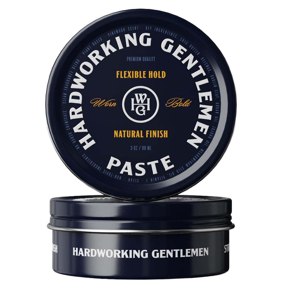 Hardworking Gentlemen front jar view showing clean packaging and light hold styling