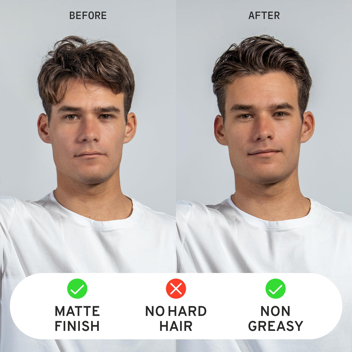 Hardworking Gentlemen styled hair side profile showing natural finish and volume