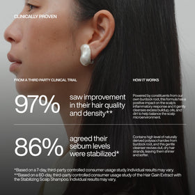 Harklinikken shampoo in bathroom lifestyle scene showing refreshed scalp benefit