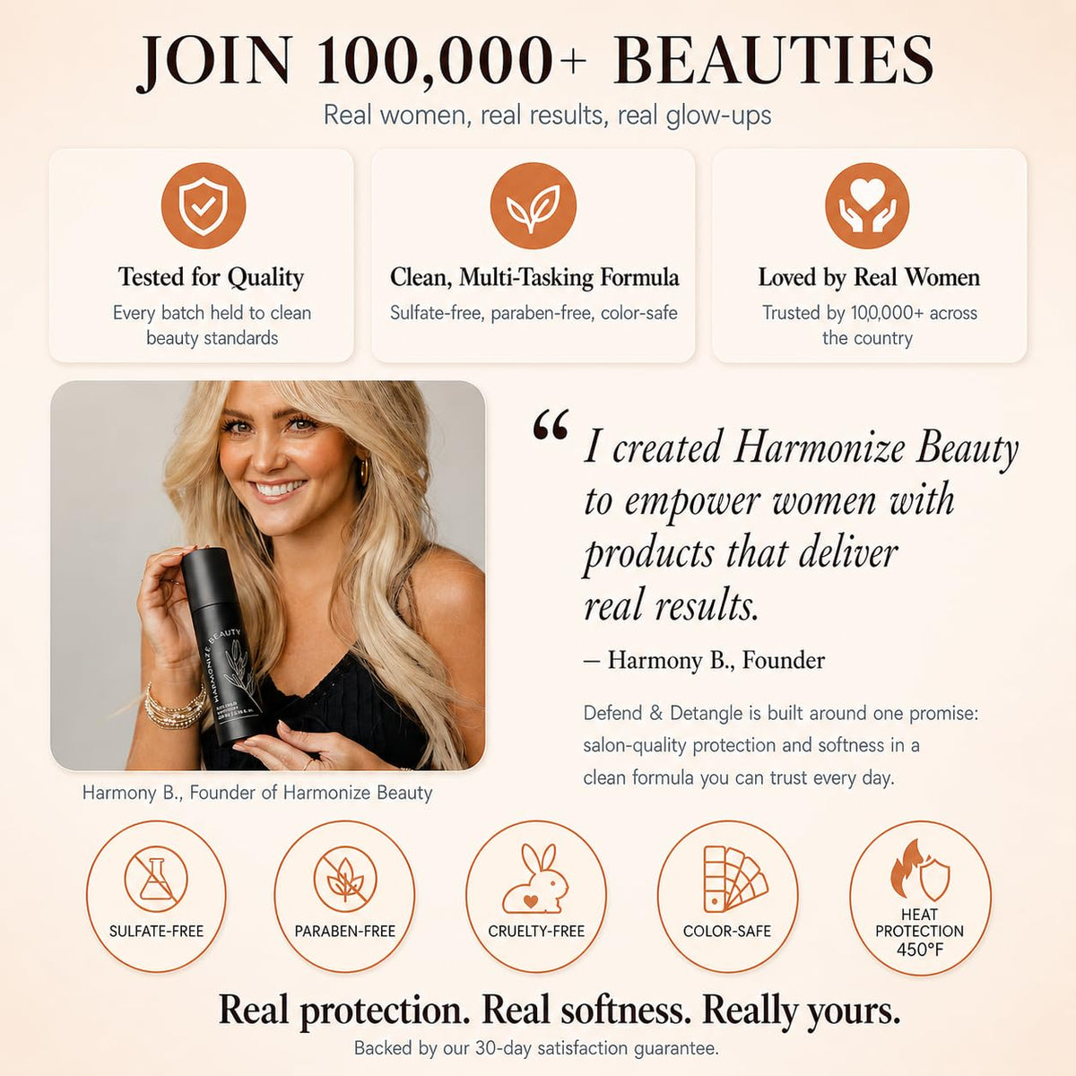 Harmonize Beauty lifestyle outdoors with glossy hair showing long-lasting shine benefit