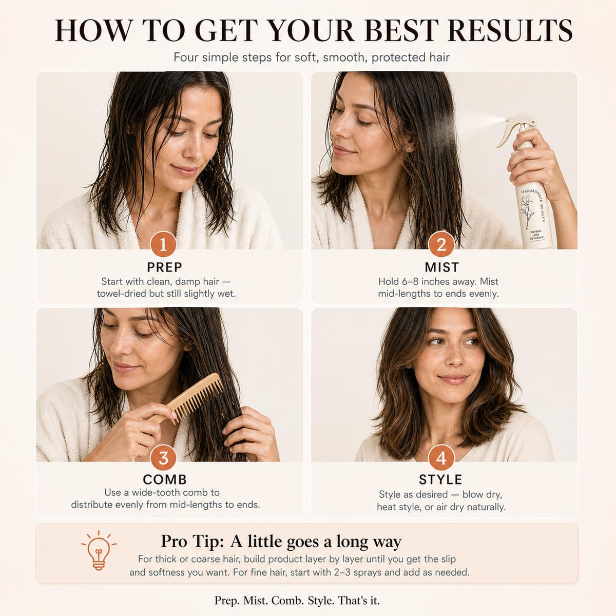 Harmonize Beauty used in salon styling to detangle and protect hair benefit