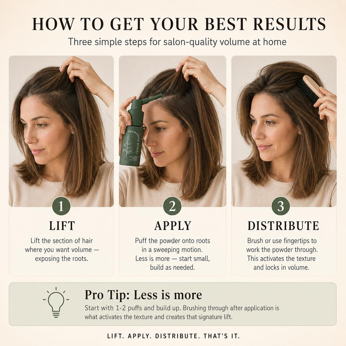 Harmonize Beauty size comparison next to hand indicating travel-friendly