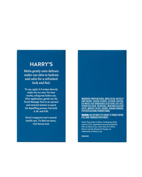 Harry's applying eye stick under eye demonstrating targeted de-puffing