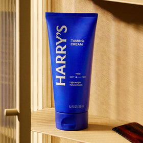 Harry's before and after taming demonstrating reduced frizz