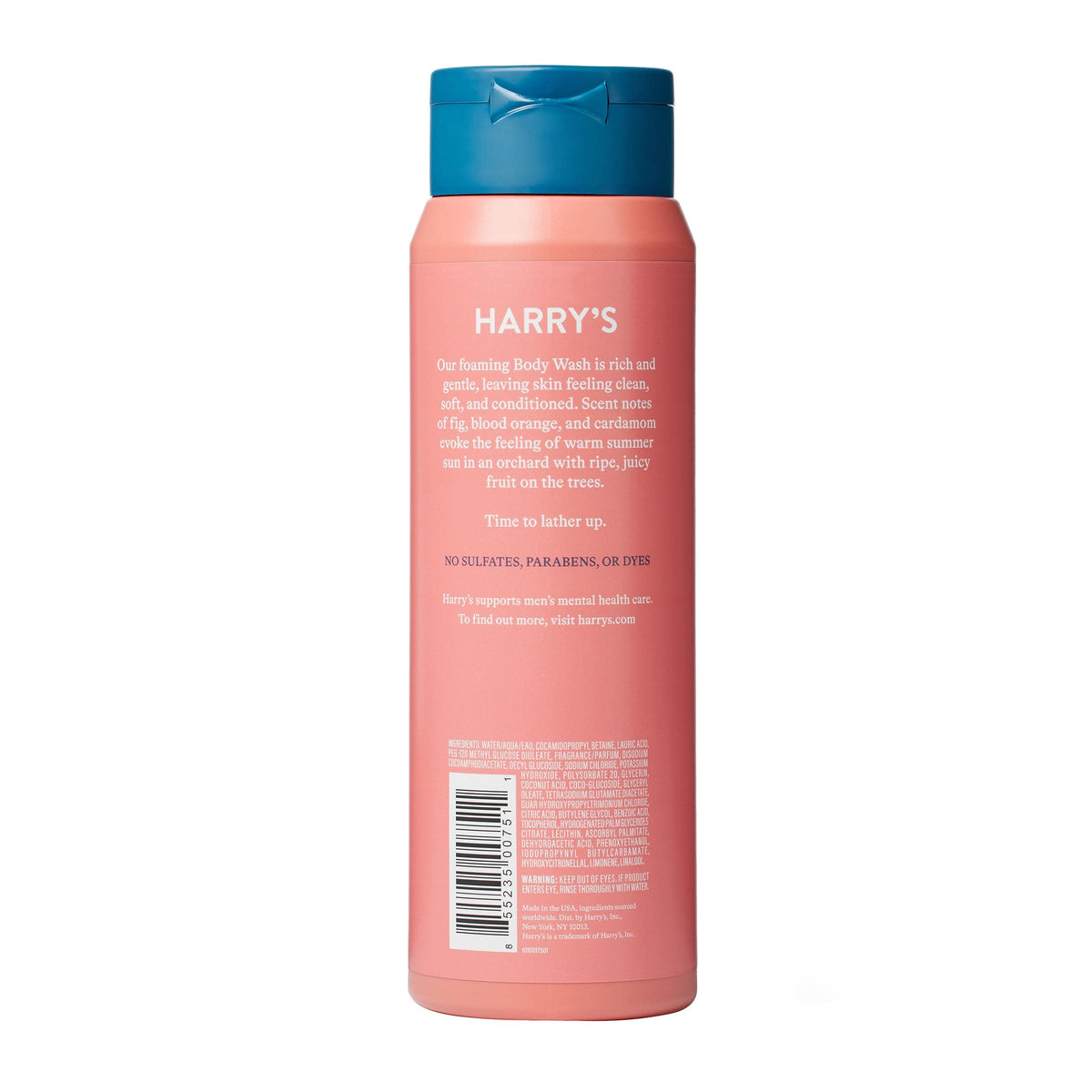 Harry's pump close-up with creamy texture demonstrating rich lather