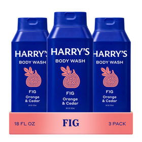 Harry's Fig front packaging showing three bottles and clear branding for convenience