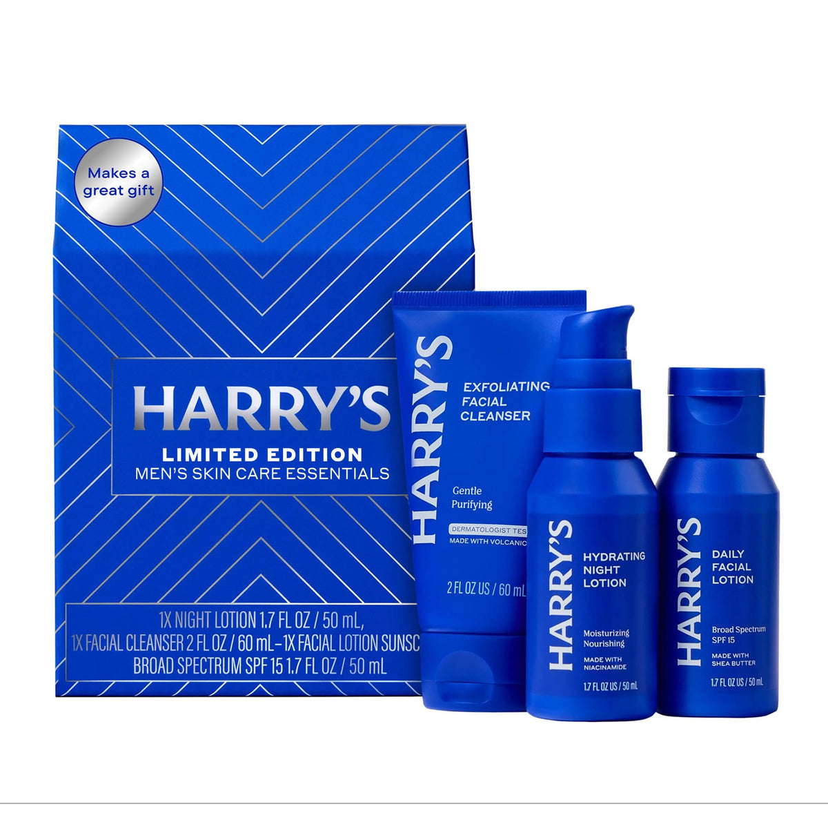 Harry's front packaging gift set displayed neatly for gifting benefit