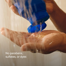 Harry's ingredients label clear view showing the absence of sulfates and parabens