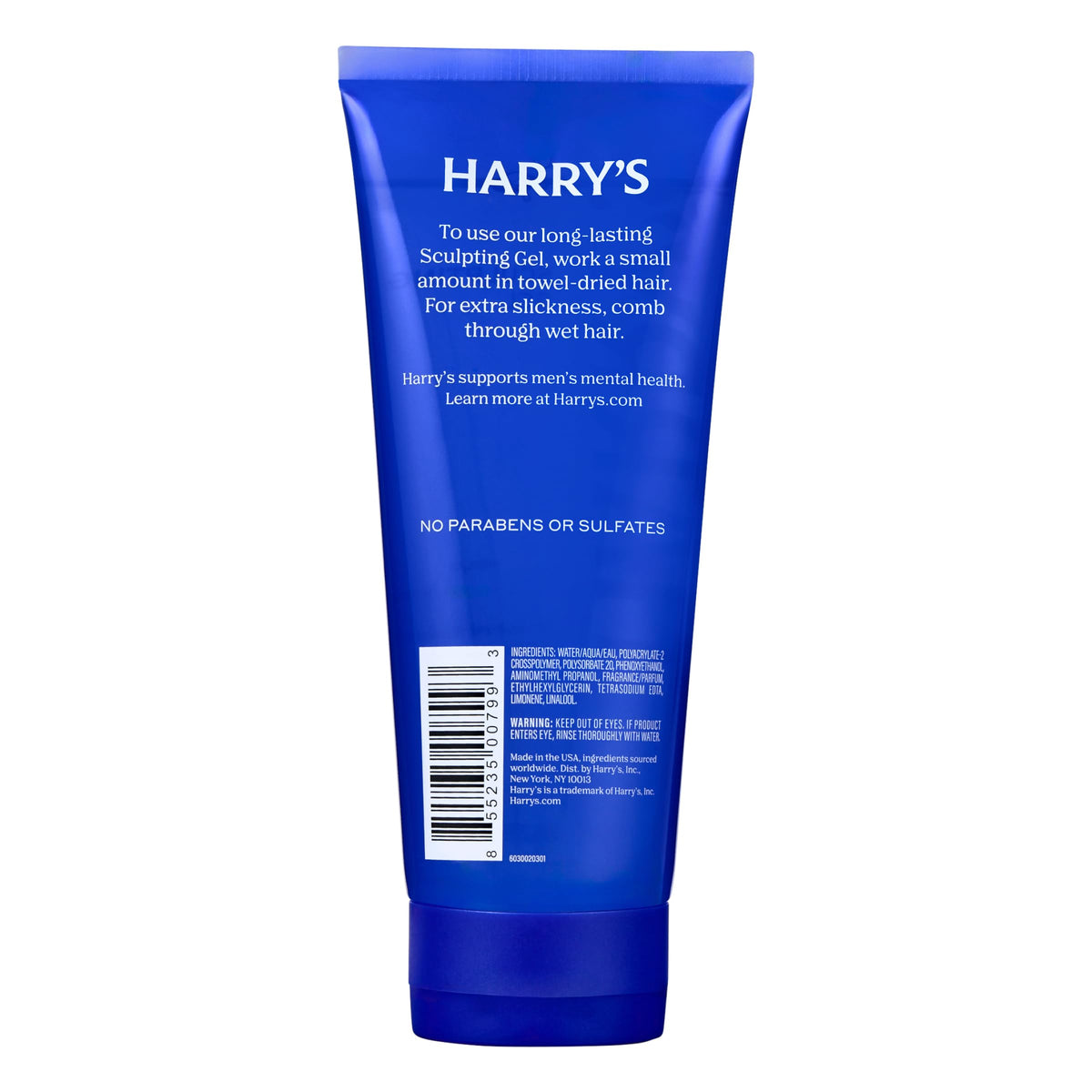 Harry's label close-up revealing product details and ingredient transparency