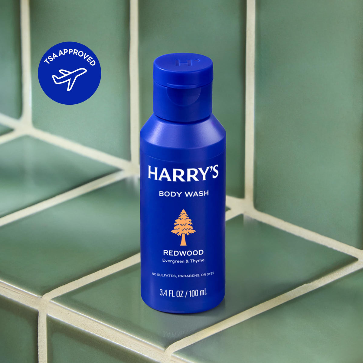 Harry's bottle close-up label highlighting ingredient clarity and scent
