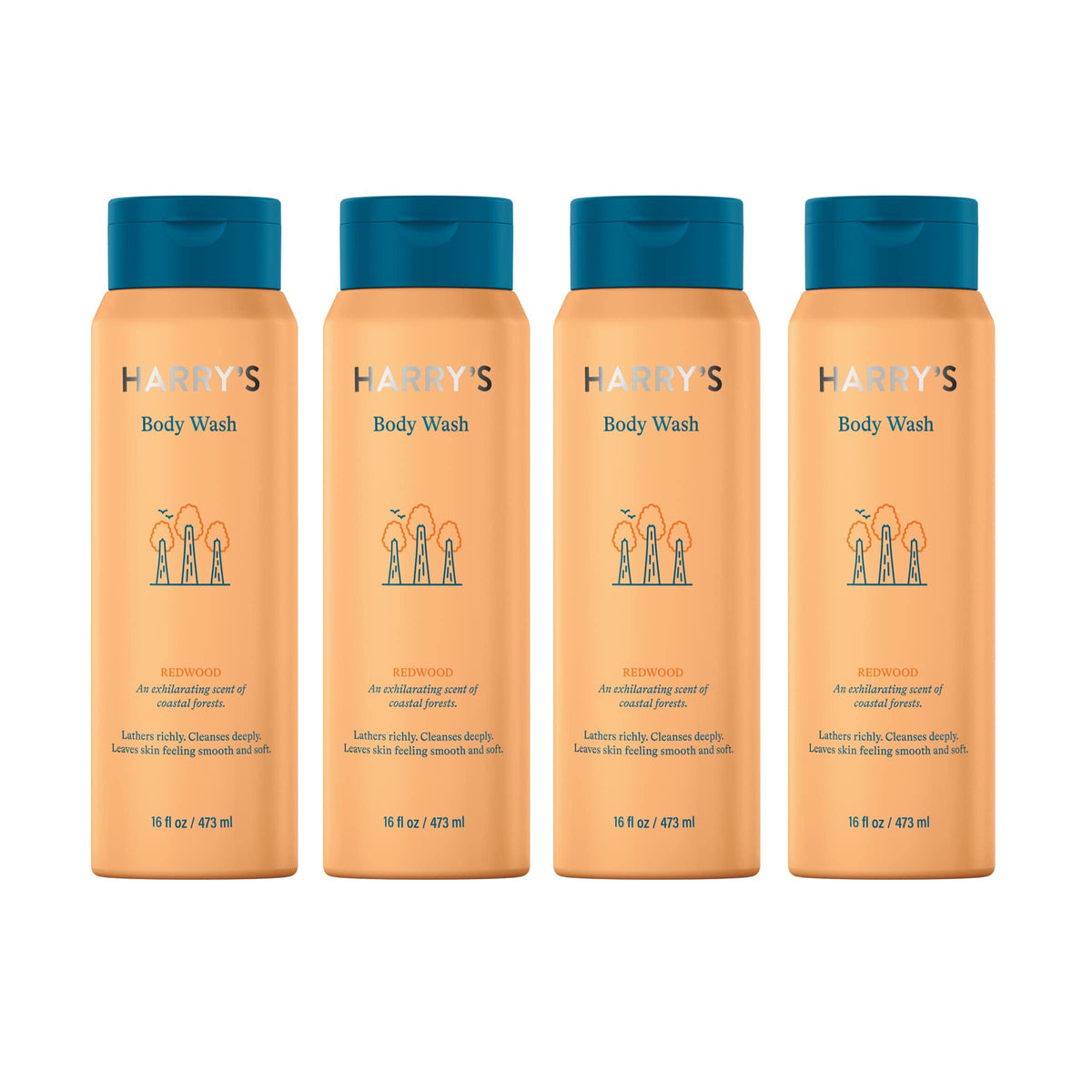 Harry's redwood front packaging showing four bottles and branding, highlighting value