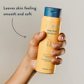 Harry's redwood creamy lather texture on hand illustrating moisturizing, rich suds