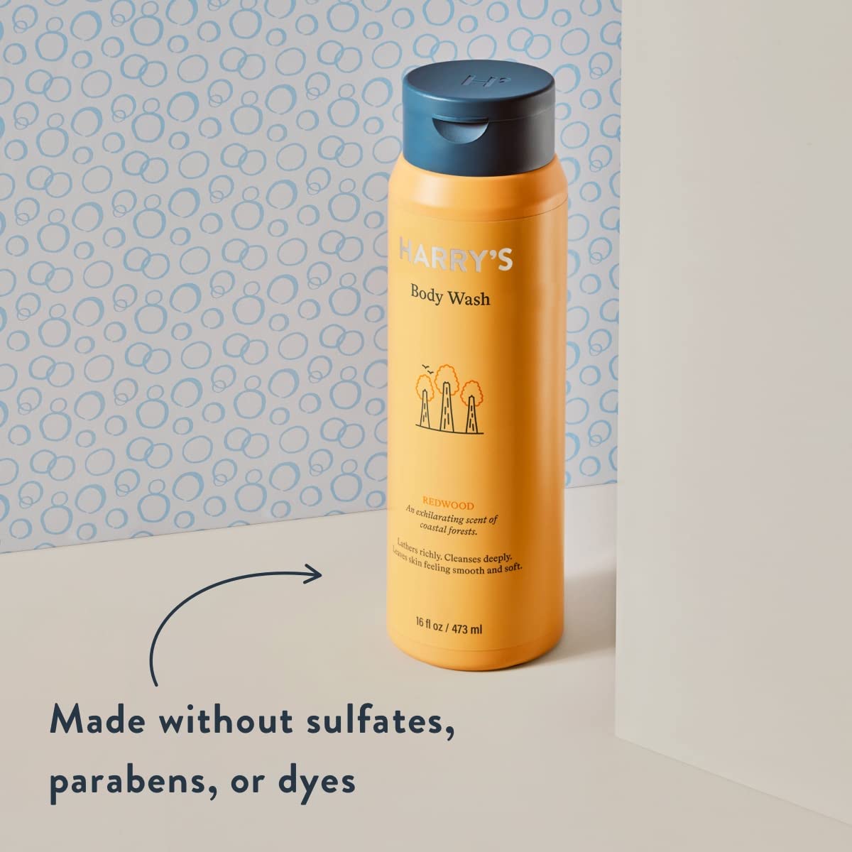 Harry's redwood in-use shower scene demonstrating invigorating scent and freshness
