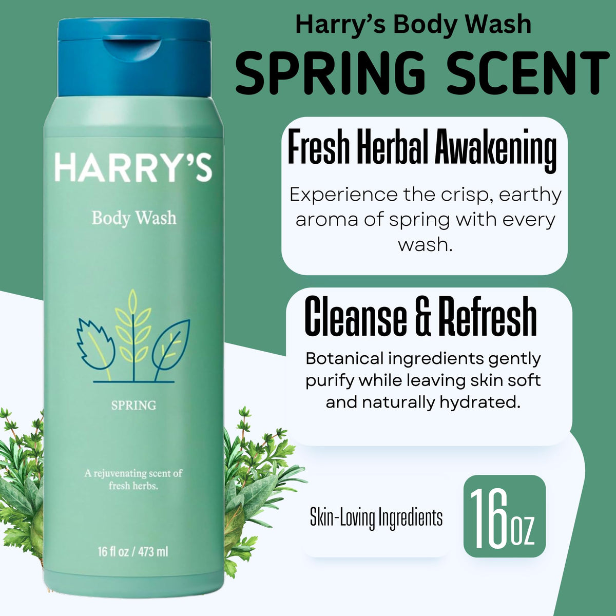 Harry's Shiso bottle pump detail showing easy dispensation benefit