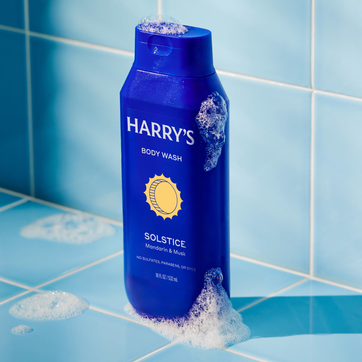 Harry's close-up of thick lather texture showing gentle hydrating cleanse