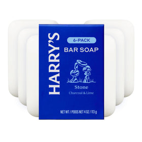 Harry's front packaging showing six Stone scent bars, ready to use