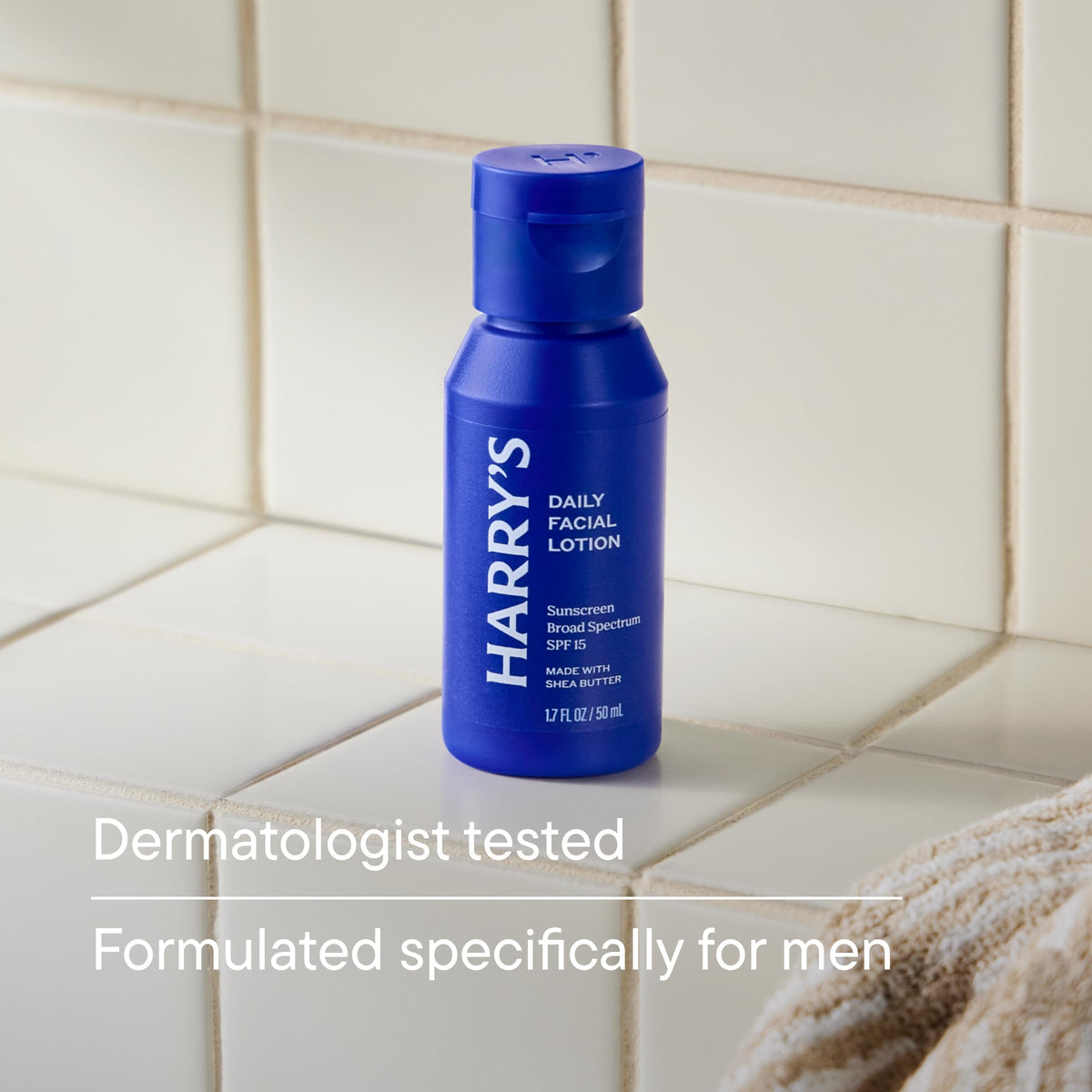 Harry's texture swipe on skin demonstrating quick absorption and non-greasy finish