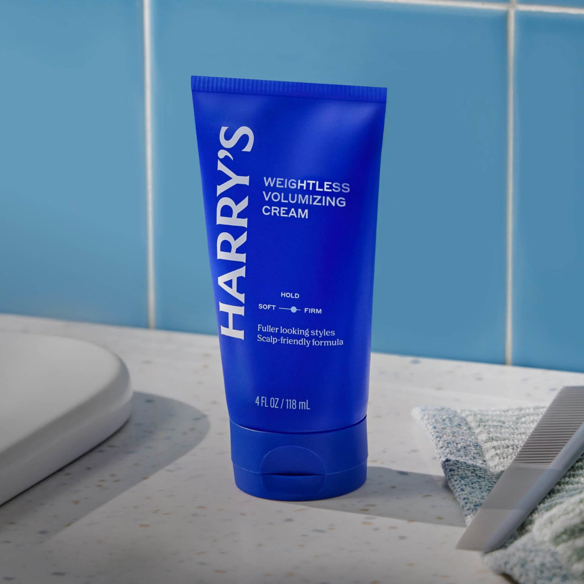 Harry's applied while blow-drying to show added lift and styling control