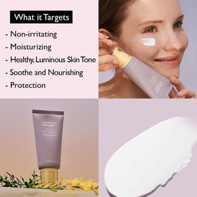 HARUHARU sunscreen applied on hand illustrating coverage and finish