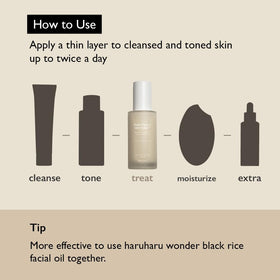 HARUHARU bottle next to hand to show 50ml size and travel-friendly benefit