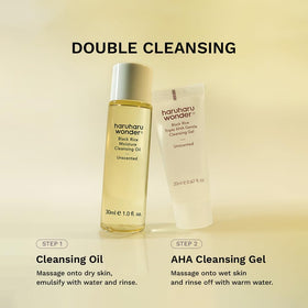 HARUHARU AHA cleansing gel texture close-up demonstrating gentle exfoliation