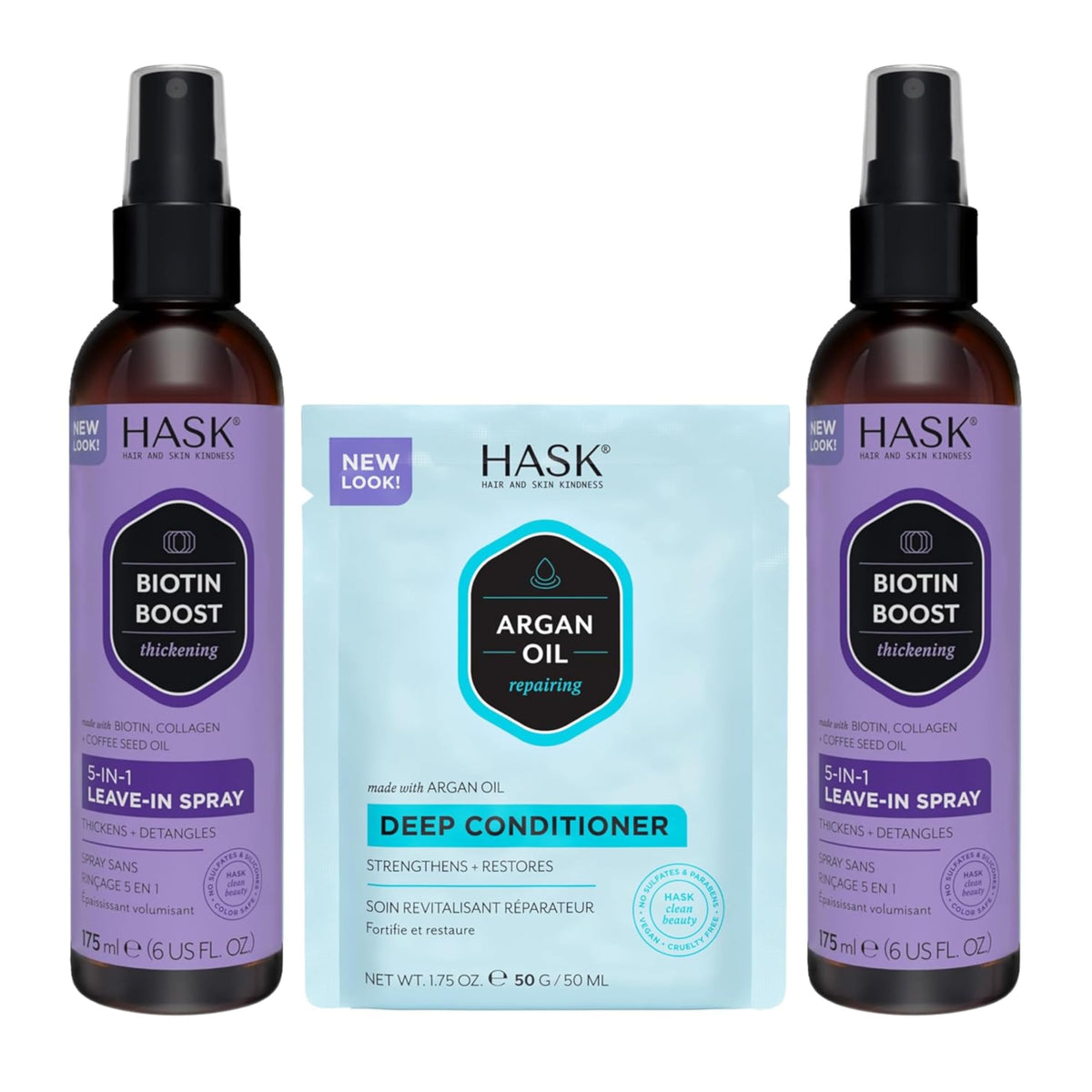 HASK front packaging showing duo set and clear benefits