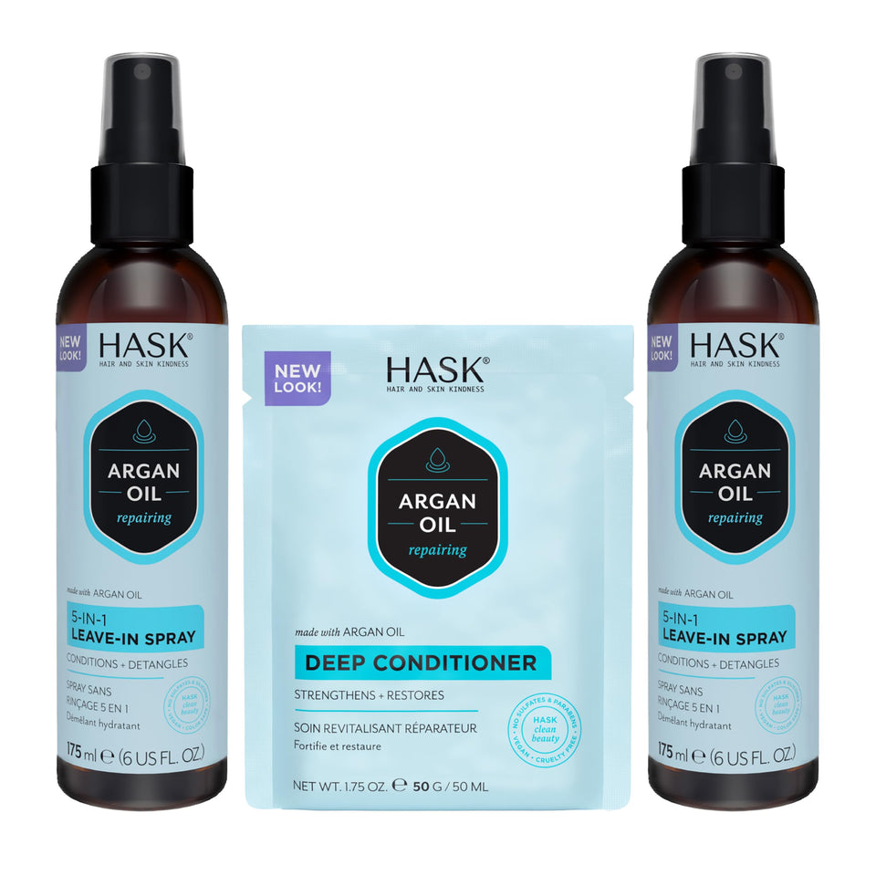 HASK front packaging showing duo bottles and boost of shine