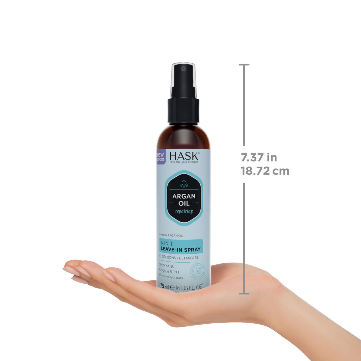HASK before and after hair image showing smoother, frizz‑reduced results