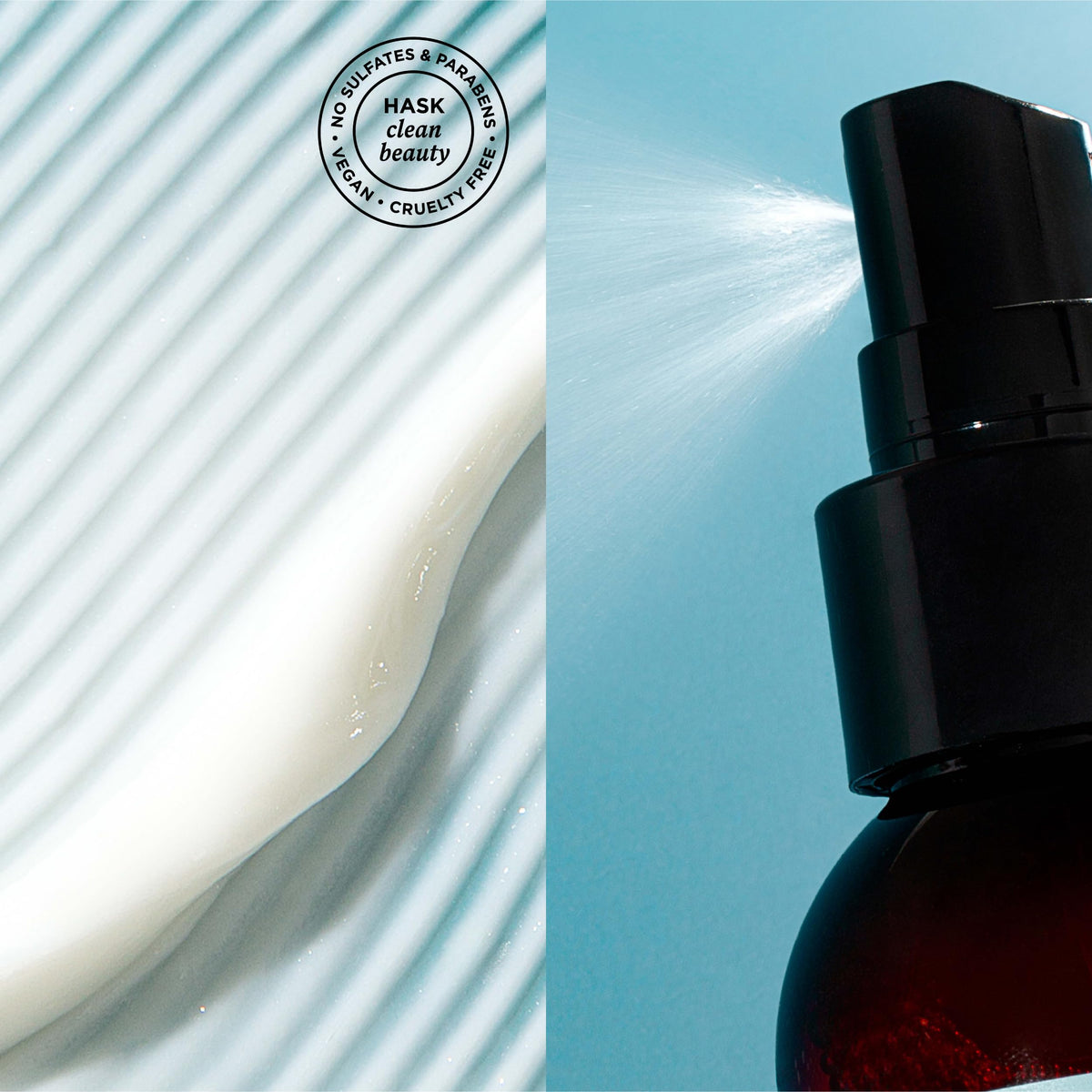 HASK argan oil leave‑in texture on hand showing lightweight absorption