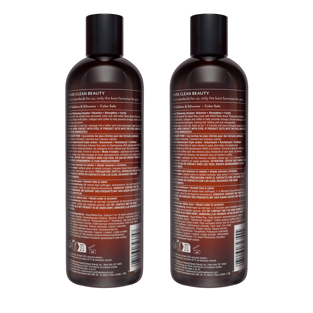 HASK bottles held in hand for scale showing 12oz size and portability
