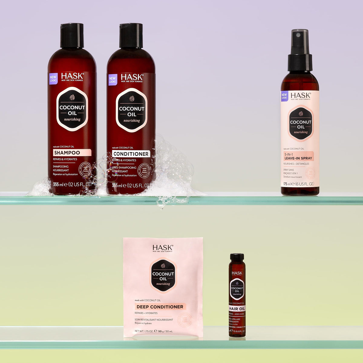HASK lifestyle bathroom display showing salon-soft finish benefit