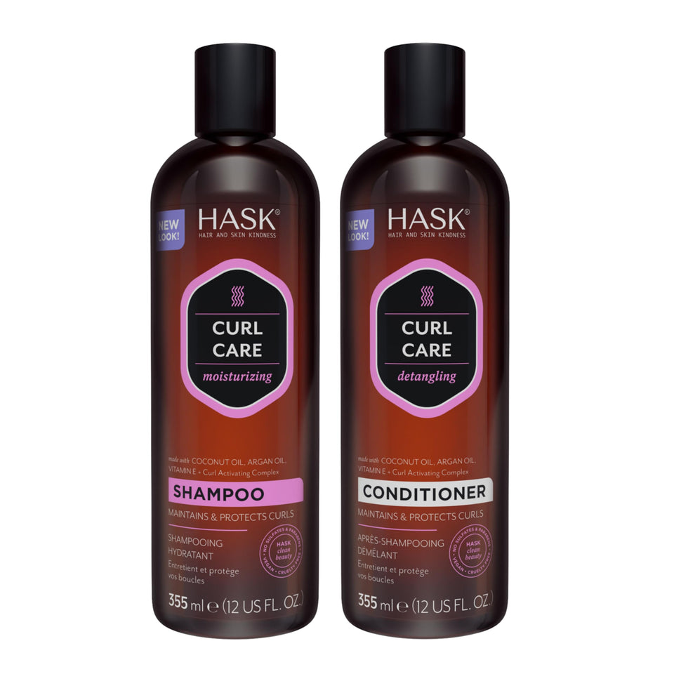 HASK front packaging showing shampoo and conditioner promoting defined curls