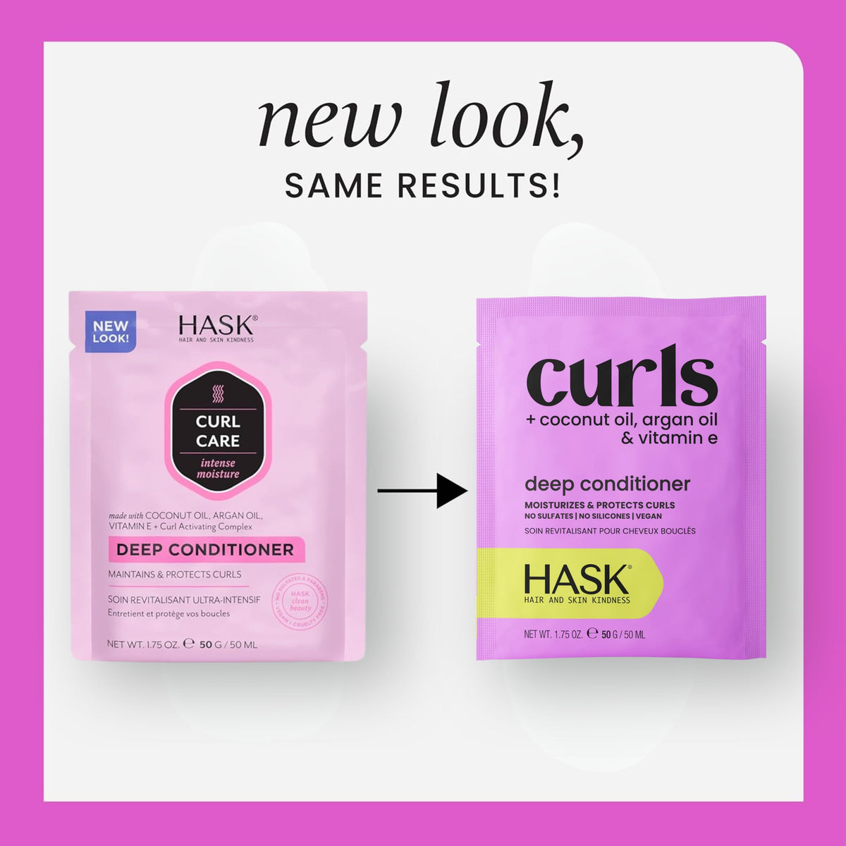 HASK single treatment sachet opened, easy one-use application benefit