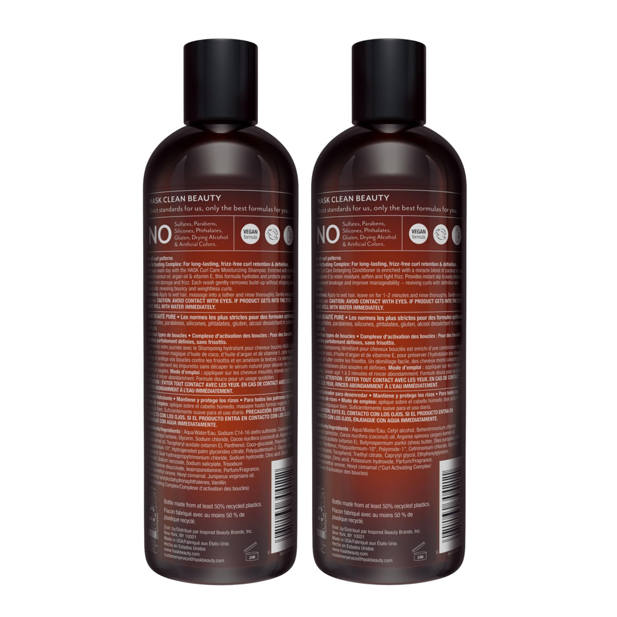 HASK bottles held in hand to show 12 oz scale and travel-friendly size