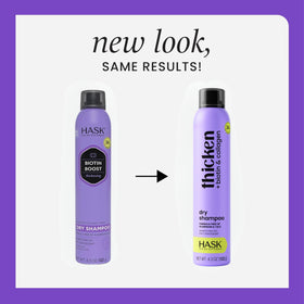 HASK duo of dry shampoo cans side by side for amplified volume and convenience
