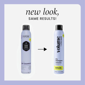 HASK dry shampoo being sprayed at roots for instant lift