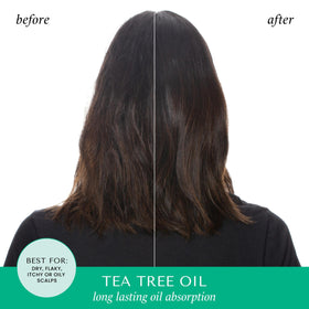 HASK dry shampoo spraying at roots demonstrating quick oil absorption and instant lift