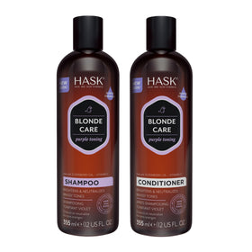 HASK front packaging showing shampoo and conditioner for bright blonde tone
