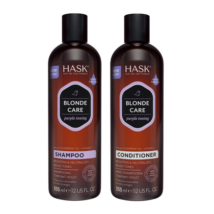 HASK front packaging showing shampoo and conditioner for bright blonde tone