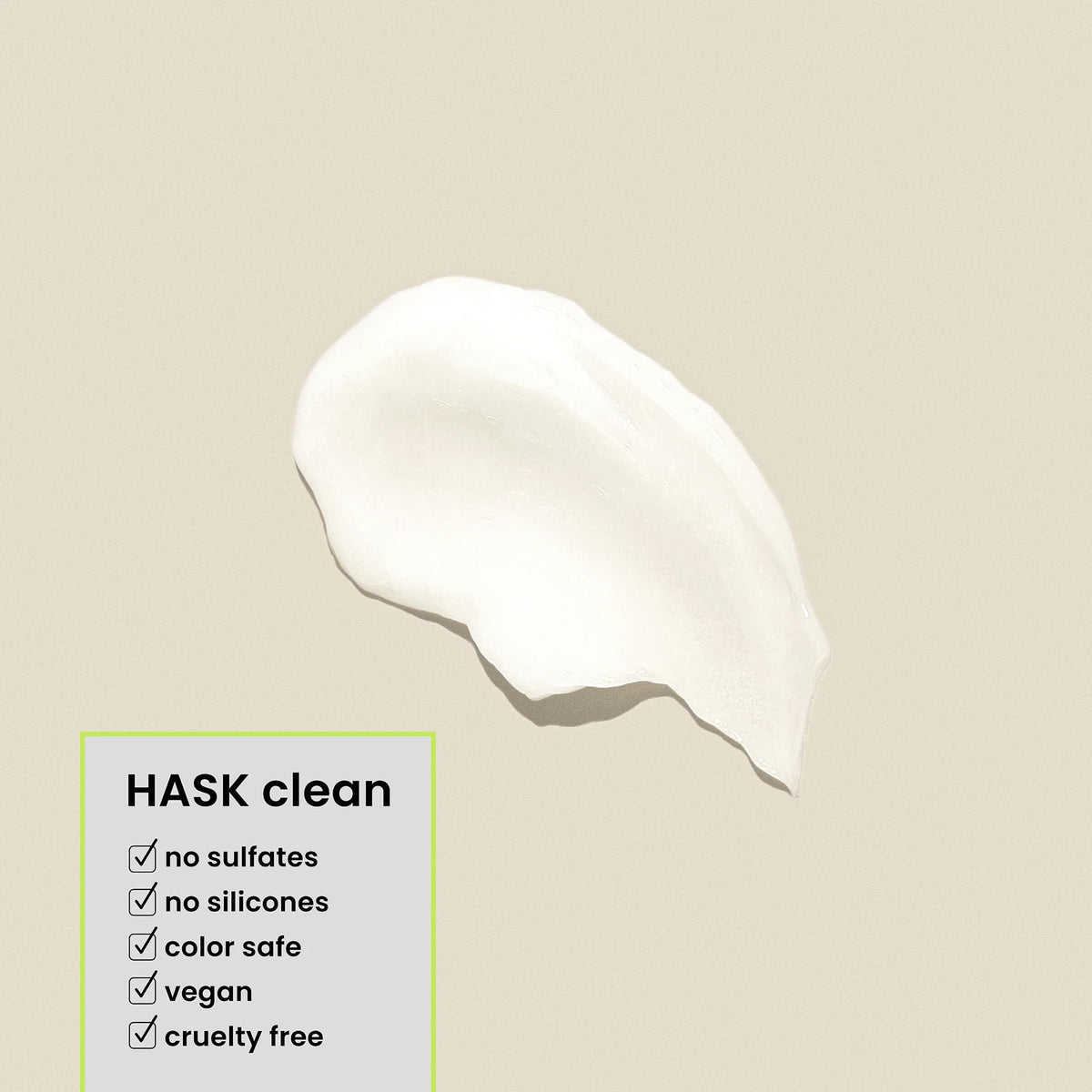 HASK conditioner cream texture displayed to show rich detangling moisture