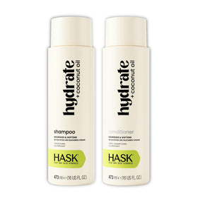 HASK front packaging showing shampoo and conditioner duo for easy hydration