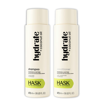 HASK front packaging showing shampoo and conditioner duo for easy hydration