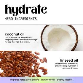 HASK coconut and linseed oils with ingredients visual indicating nourishing benefits