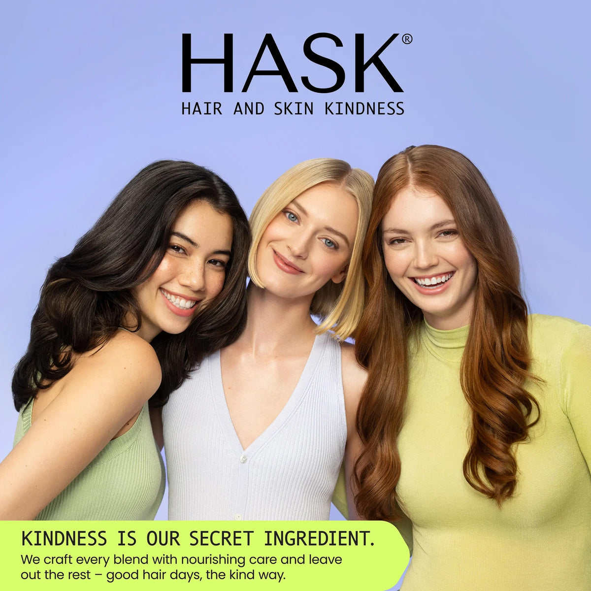 HASK duo staged on bathroom shelf to suggest everyday styling and care benefits