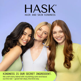 HASK duo staged on bathroom shelf to suggest everyday styling and care benefits