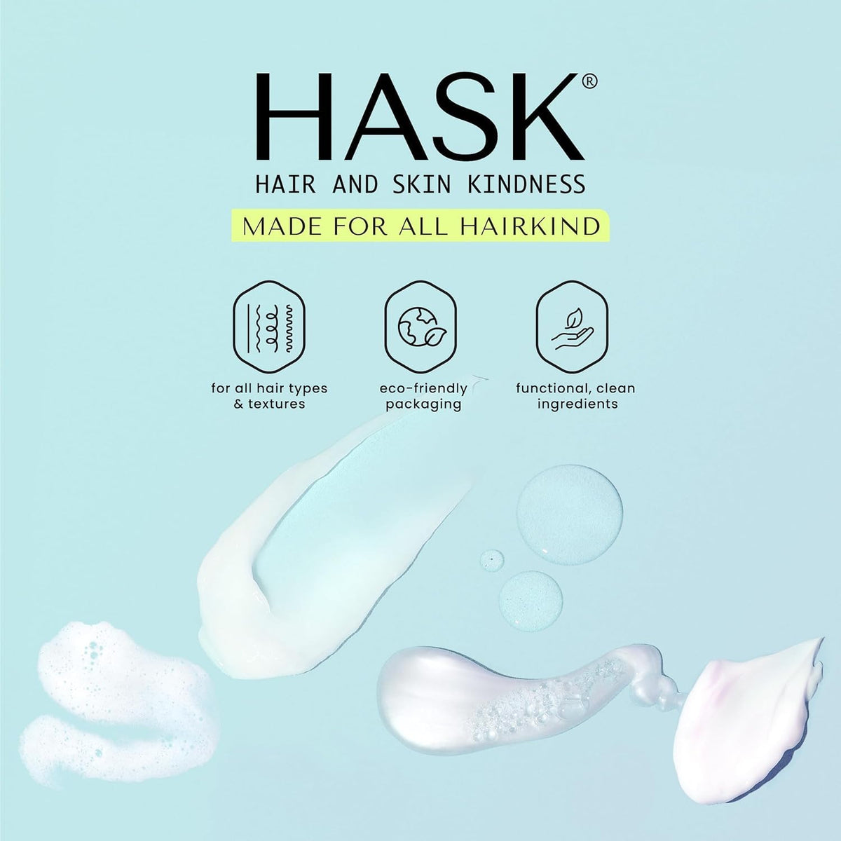 HASK product label close-up showing aluminum and paraben-free claims